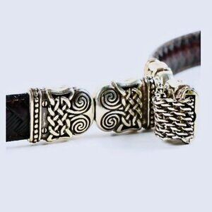 Vintage Brighton Celtic Viking Reversible Leather and Chain Mesh Belt M/32